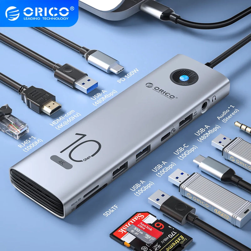 ORICO Aluminum 10Gbps 11 IN 1 Type-C Laptop 擴充器 [CX10-11P]