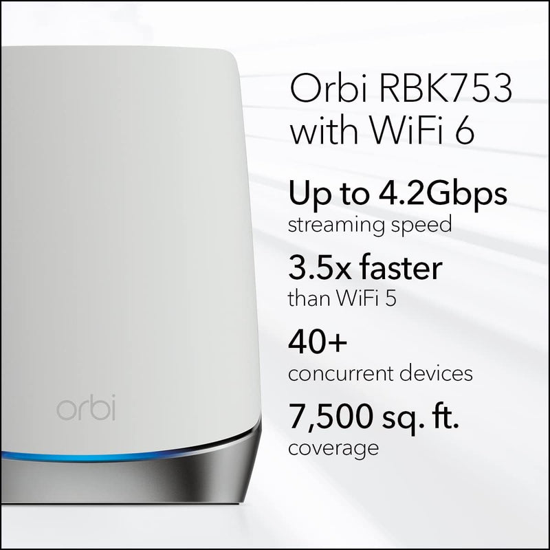 【驚喜優惠】NETGEAR Orbi RBK763S AX5400 WiFi 6 Whole Home Tri-Band Mesh 6 System (3件裝)