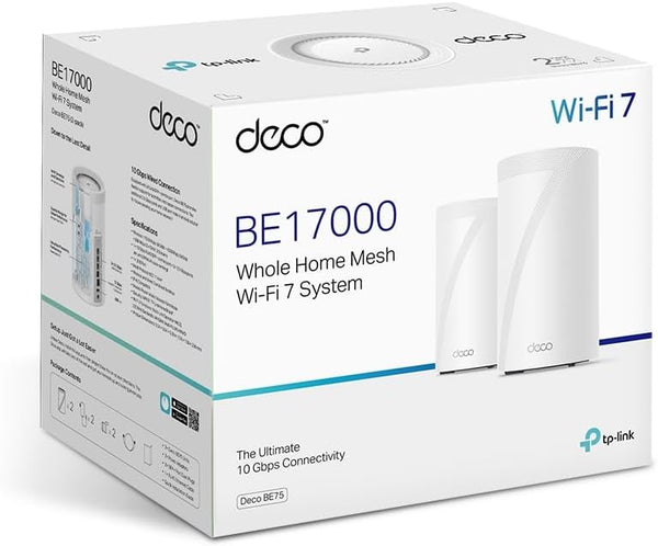 TP-Link Deco BE75 BE17000 Tri Band Whole Home Mesh WiFi 7 System (2件裝)