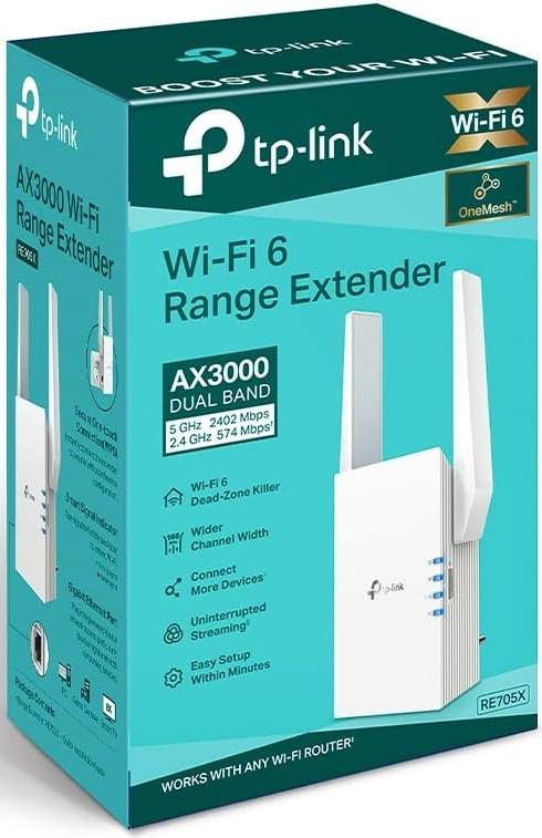 TP-Link RE705X AX3000 Wi-Fi 6 Range Extender 2 × Internal Antennas