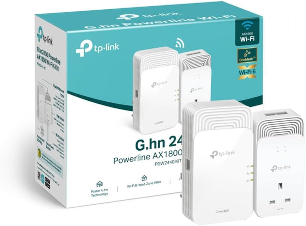 TP-Link PGW2440 KIT G.hn2400 Powerline AX1800 Wi-Fi 6 Kit Powerline Network Bridge