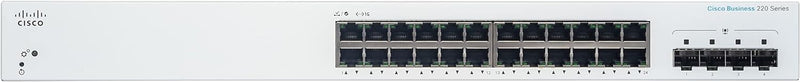 Cisco Business CBS220 24-Port Gigabit (382W PoE+) + 4-Port Gigabit SFP Uplink Smart Switch (CBS220-24FP-4G-UK / NE-2224A4G)