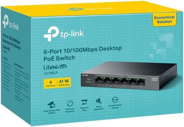 TP-Link TL-LS106LP 6-Port 10/100 Mbps Desktop Switch with 4-Port PoE (TP-NE-LS106LP)