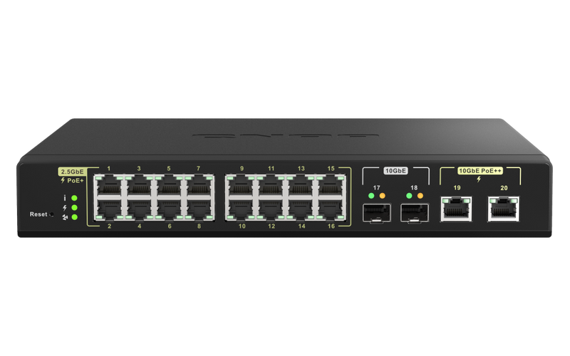 QNAP QSW-M2116P-2T2S 4 Ports 10GbE &amp; 16 Ports 2.5GbE Layer 2 Managed PoE Switch 