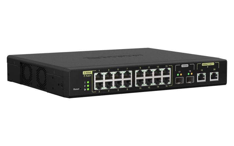 QNAP QSW-M2116P-2T2S 4 Ports 10GbE &amp; 16 Ports 2.5GbE Layer 2 Managed PoE Switch 