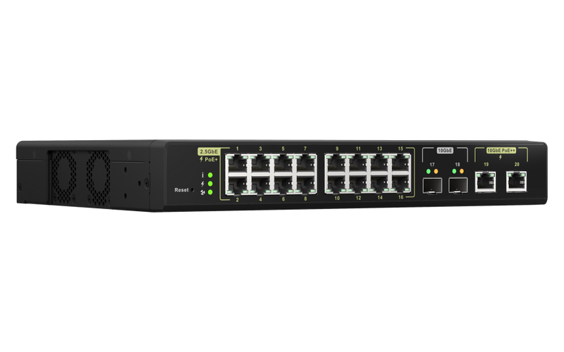 QNAP QSW-M2116P-2T2S 4 Ports 10GbE &amp; 16 Ports 2.5GbE Layer 2 Managed PoE Switch 