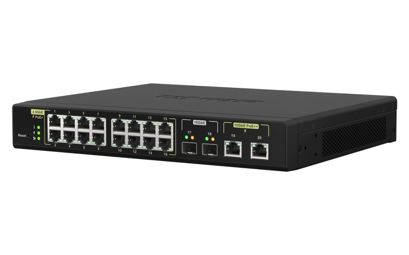 QNAP QSW-M2116P-2T2S 4 Ports 10GbE &amp; 16 Ports 2.5GbE Layer 2 Managed PoE Switch 