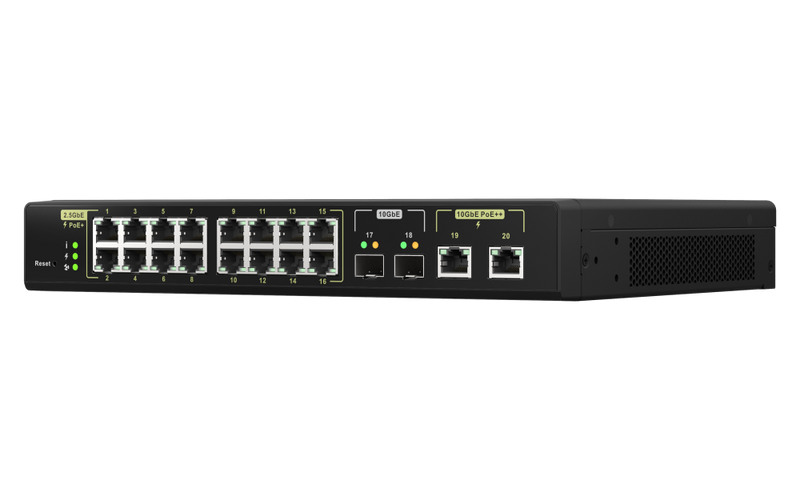 QNAP QSW-M2116P-2T2S 4 Ports 10GbE &amp; 16 Ports 2.5GbE Layer 2 Managed PoE Switch 