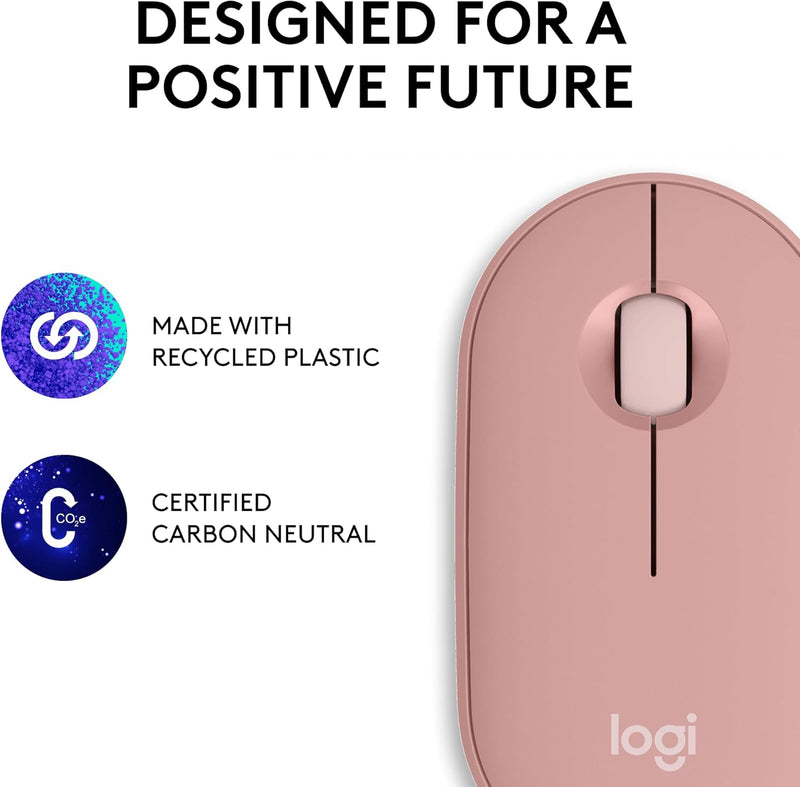 Logitech Pebble Mouse 2 M350s Slim Bluetooth Wireless Mouse 纖薄靜音無線藍牙滑鼠 - Rose Pink 玫瑰粉色 910-006987 原裝行貨