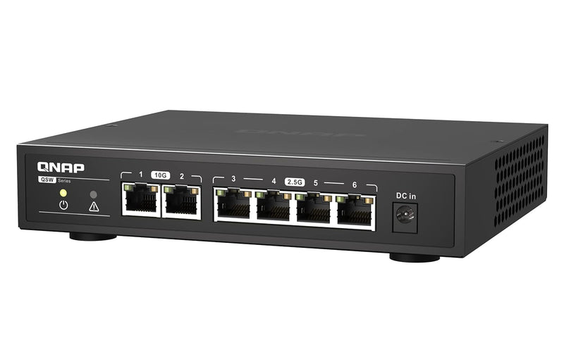 QNAP QSW-2104-2T 2 Ports 10GbE + 4 Ports 2.5GbE Unmanaged Switch | Fanless