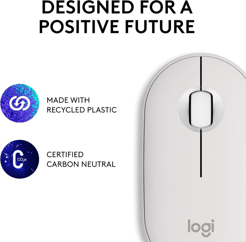 Logitech Pebble Mouse 2 M350s Slim Bluetooth Wireless Mouse 纖薄靜音無線藍牙滑鼠 - Pearl White 珍珠白色 910-006986 原裝行貨