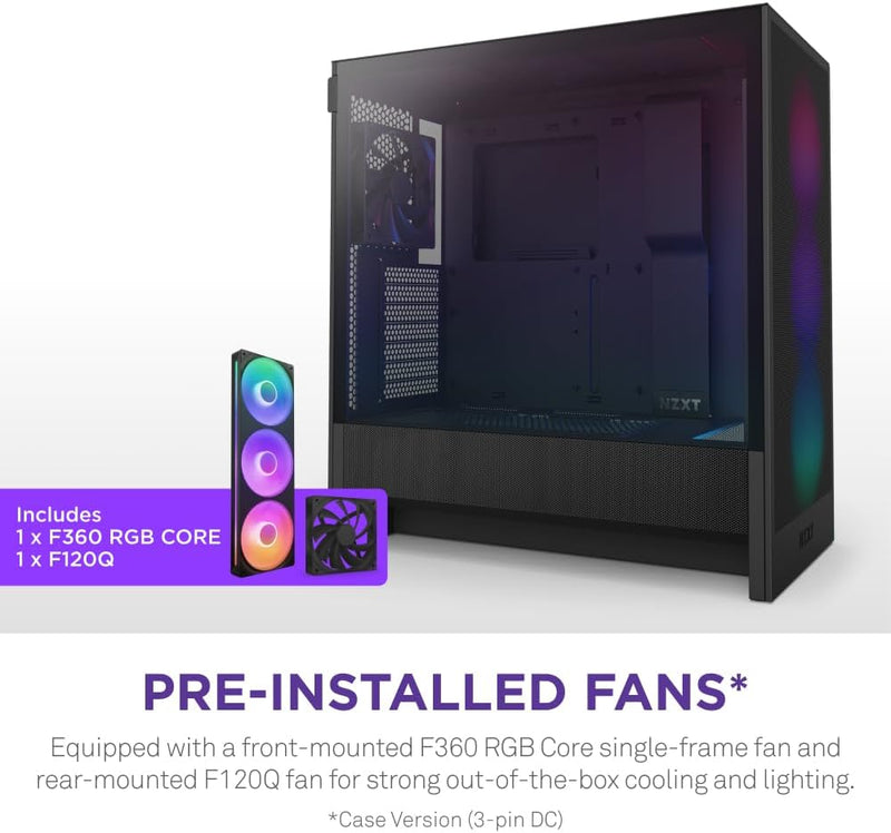 【NZXT特別優惠, 優惠期至2024年11月30 日】NZXT H5 FLOW RGB (2024) Compact Black 黑色 Tempered Glass ATX Airflow Case CC-H52FB-R1