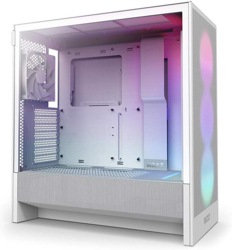 【NZXT特別優惠, 優惠期至2024年11月30 日】NZXT H5 FLOW RGB (2024) Compact White 白色 Tempered Glass ATX Airflow Case CC-H52FW-R1