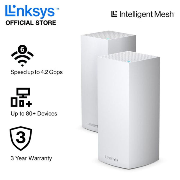 Linksys Velop MX8400 Tri-Band AX4200 Mesh WiFi 6 System 2PK (3 years)