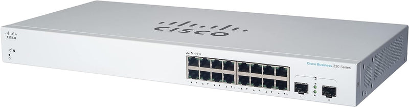 Cisco Business CBS220 16-Port Gigabit (130W PoE+) + 2-Port Gigabit SFP Uplink 智能交換機 (CBS220-16P-2G-UK / NE-2216P2G) 3年保用