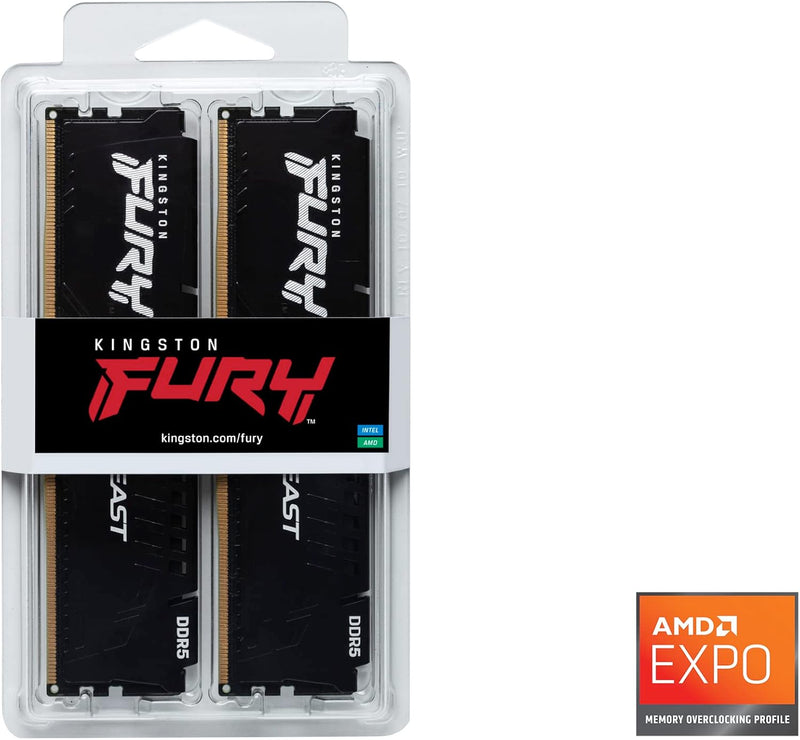 Kingston 32GB Kit (2x16GB) KF556C36BBEK2-32 Fury Beast DDR5-5600MHz Memory (AMD EXPO &amp; Intel XMP 3.0) 