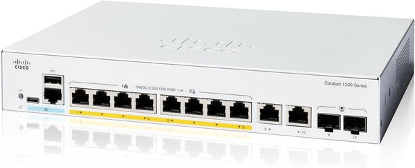 [最新產品] Cisco Catalyst 1200 8-Port Gigabit Ethernet (67W PoE+) + 2-Port Combo Smart Managed Switch (C1200-8P-E-2G-UK/NE-128PE2G)