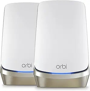 NETGEAR RBKE962 Orbi Quad-Band Mesh WiFi 6E Router &amp; Satellite (2-pack), White, 10G WAN