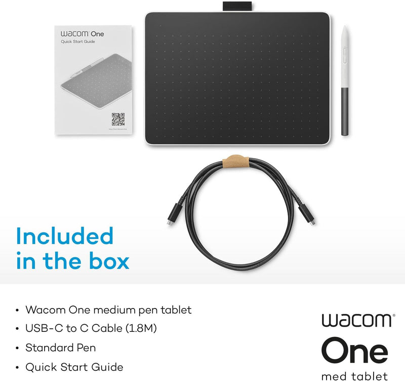 Wacom One M - One Pen Tablet Medium Standard Bluetooth digital drawing tablet CTC6110WLW0C 