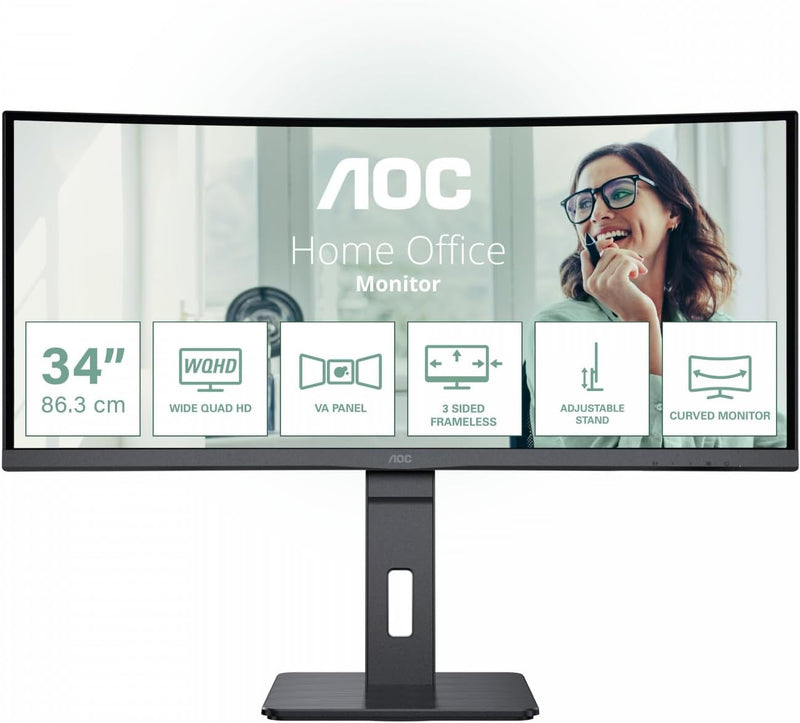 [最新產品] AOC 34" CU34P3CV 100Hz WQHD 3440 x 1440 VA (21:9) 曲面顯示器