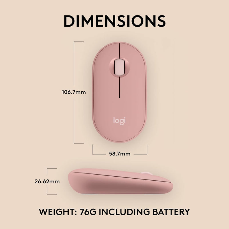 Logitech Pebble Mouse 2 M350s Slim Bluetooth Wireless Mouse 纖薄靜音無線藍牙滑鼠 - Rose Pink 玫瑰粉色 910-006987 原裝行貨