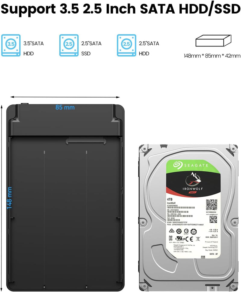 ORICO 3.5 inch Tool-Free External Hard Drive Enclosure DDW35-U3