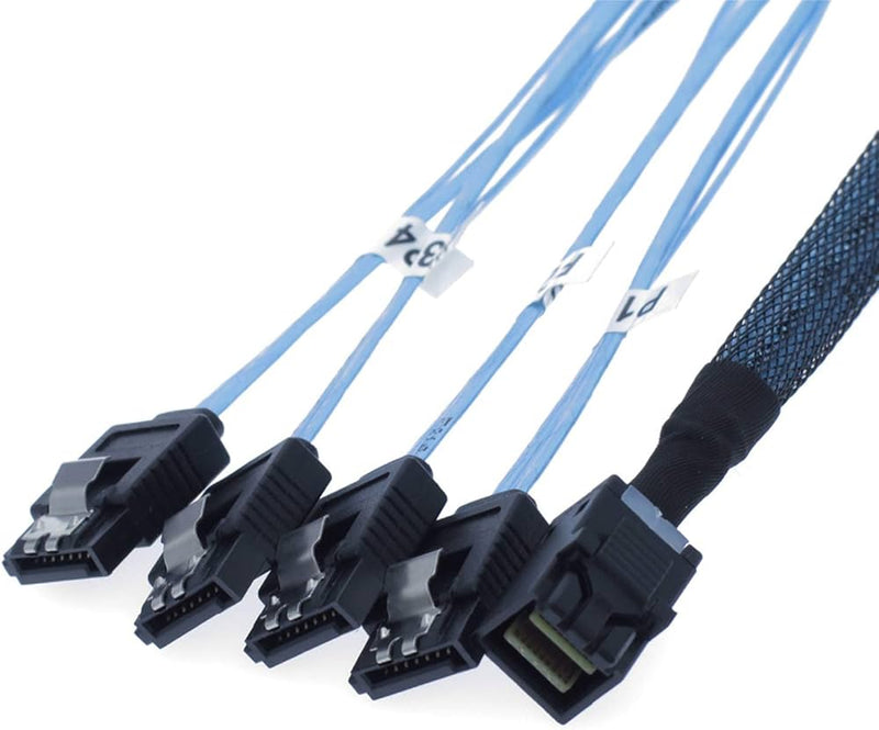 Enhanced MiniSAS SFF8643 細頭 to 4xSATA up to 12Gb/s Cable (CBSFF8643>SATA*4(1M))