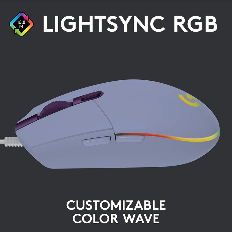 Logitech G203 Lightsync Gaming Mouse 6 鍵遊戲滑鼠 - Lilac 紫丁香色 910-005851 原裝行貨