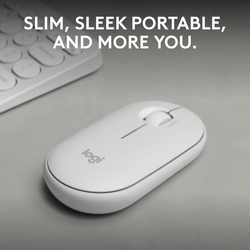 Logitech Pebble Mouse 2 M350s Slim Bluetooth Wireless Mouse 纖薄靜音無線藍牙滑鼠 - Pearl White 珍珠白色 910-006986 原裝行貨