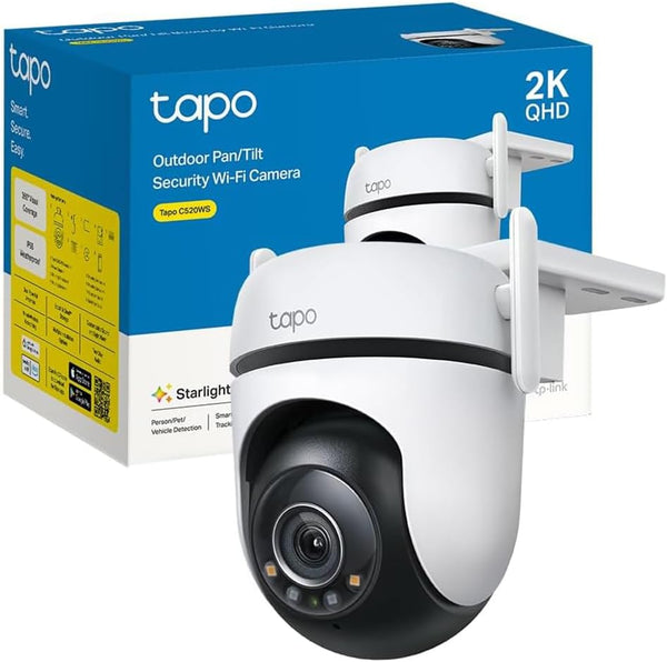 TP-Link Tapo C520WS 4MP 2K QHD from Outdoor Pan/Tilt Security WiFi Camera CCTV with IP66 Weatherproof and Night Vision