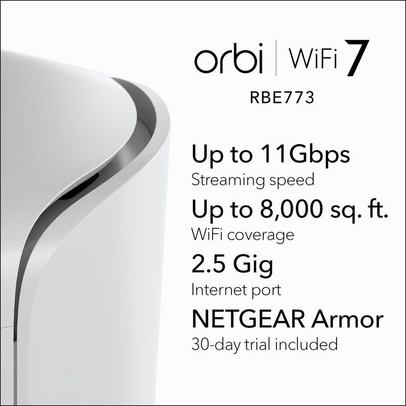 【NETGEAR 10月份優惠推介活動】NETGEAR Orbi RBE773 BE11000 Tri-Band WiFi 7 Mesh System (3件裝)