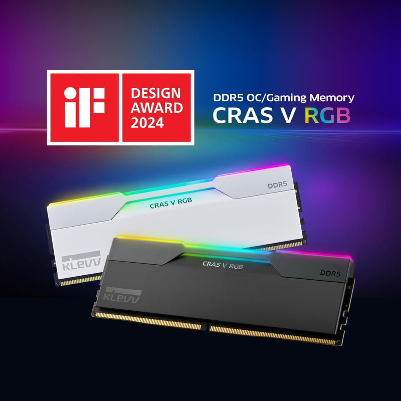 KLEVV CRAS V RGB DDR5 48GB (2x24GB) 7200MHz CL34 1.4V Gaming Desktop Memory SK Hynix Chip XMP 3.0 / AMD Expo Ready - Black 黑色 KD5KGUD80-72B340G