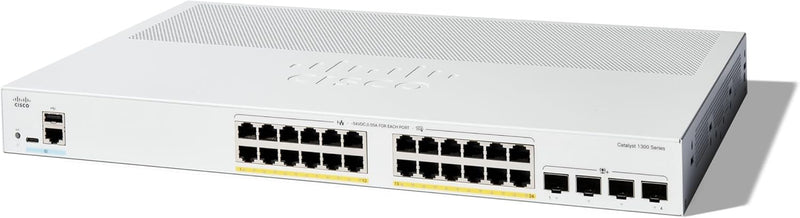 [最新產品] Cisco Catalyst 1300 24-Port Gigabit Ethernet + 4x10Gb SFP+ (195W PoE+) Advanced Security Managed Switch (C1300-24P-4X-UK/NE-1324P4X)