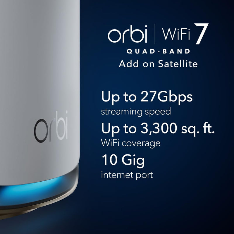 【驚喜優惠】NETGEAR Orbi RBE973S BE27000 Quad-Band WiFi 7 Mesh System (3件裝)