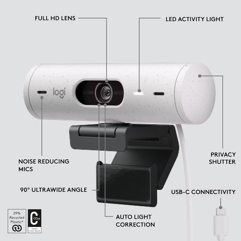 Logitech Brio 500 Full HD 1080p Network Camera-Pearl White 960-001429 Original licensed product