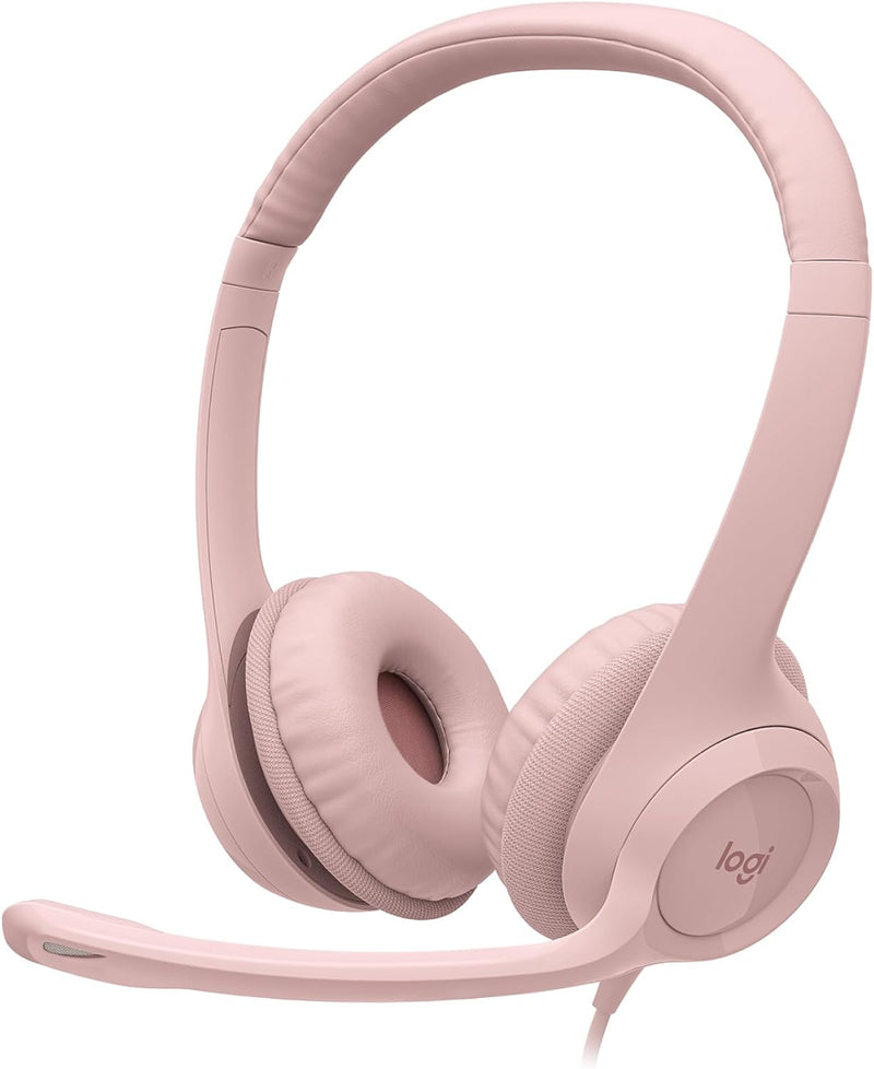 Logitech H390 Wired USB 配備隔噪麥克風以及線控耳機麥克風 - Rose Pink 玫瑰粉色 981-001282 原裝行貨