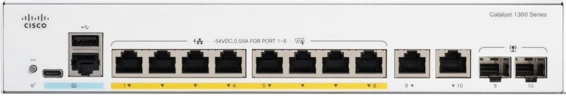 [最新產品] Cisco Catalyst 1300 8-Port Gigabit Ethernet (120W PE+) + 2-Port Combo Advanced Security Managed Switch (C1300-8FP-2G-UK/NE-138A2G)