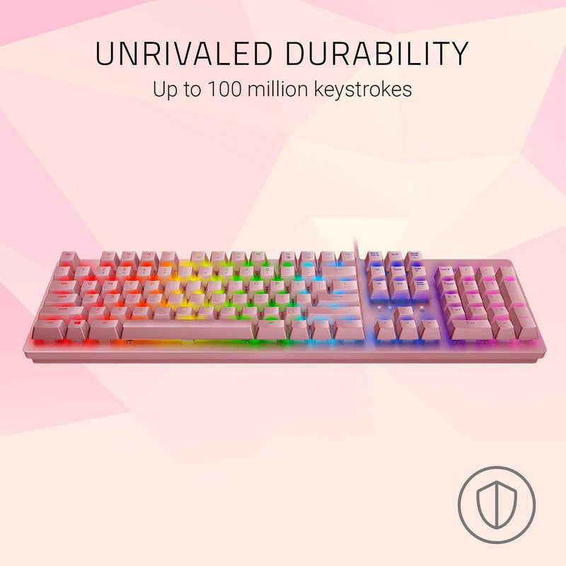 【RAZER 電競產品 – 十二月優惠】Razer Huntsman V2 Tenkeyless - Quartz 粉紅色 (線性紅軸) 無數字鍵光學遊戲鍵盤 RZ03-03942000-R3M1