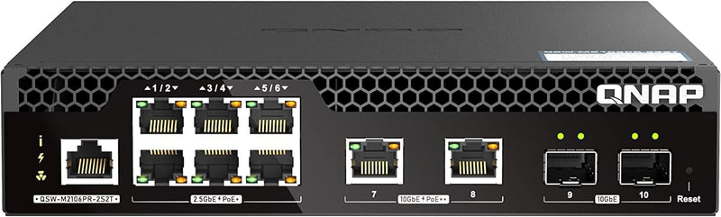 QNAP QSW-M2106PR-2S2T Half-Rackmount Switch 10GbE and 2.5GbE PoE++ Layer 2 Web Managed Switch 