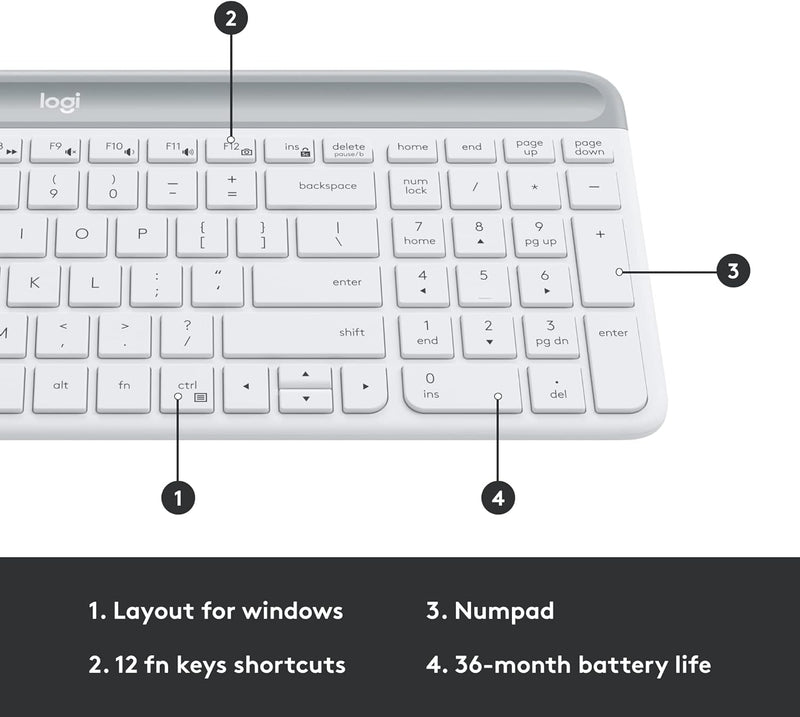 Logitech MK470 Slim Wireless Combo (English Version) - White 白色 920-009183 原裝行貨