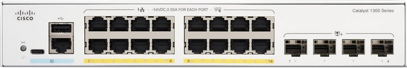 [最新產品] Cisco Catalyst 1300 16-Port Gigabit Ethernet + 4x10Gb SFP+ Advanced Security Managed Switch (C1300-16P-4X-UK/NE-1316P4X)