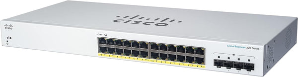 Cisco Business CBS220 24-Port Gigabit (382W PoE+) + 4-Port Gigabit SFP Uplink Smart Switch (CBS220-24FP-4G-UK / NE-2224A4G)