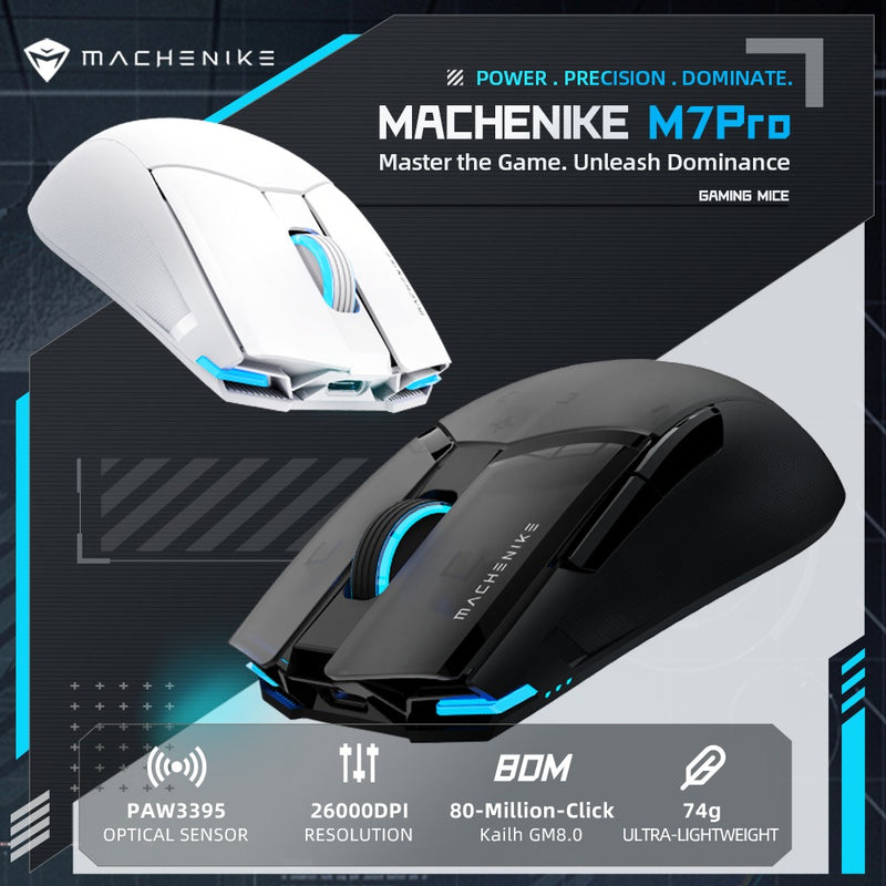 【Machenike電競產品 9月份精選優惠】Machenike M7 PRO 無線電競滑鼠 (White 白色)