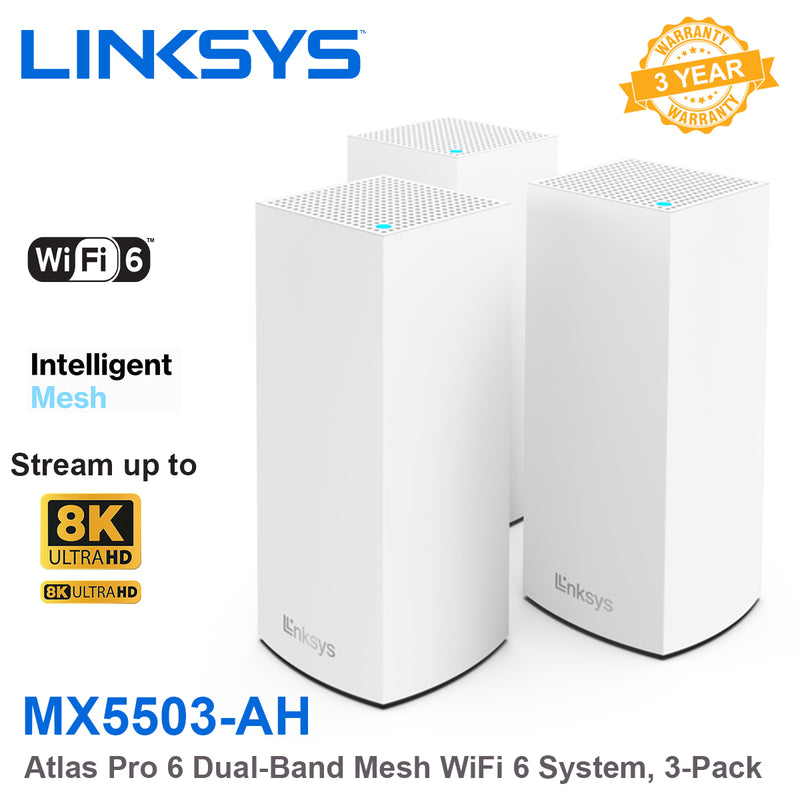 Linksys Atlas Pro 6 MX5503-AH Dual-Band AX5400 Mesh WiFi 6 System (3件裝)