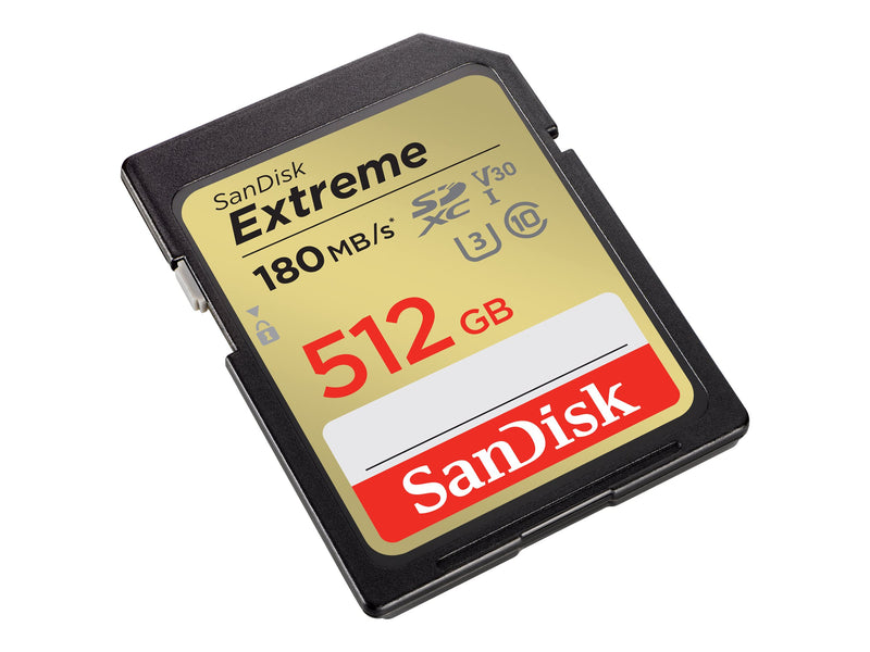 SanDisk 512GB Extreme SDXC (V30, UHS-I/U3, CL10, 180R/130W MB/s) SDSDXVV-512G-GNCIN