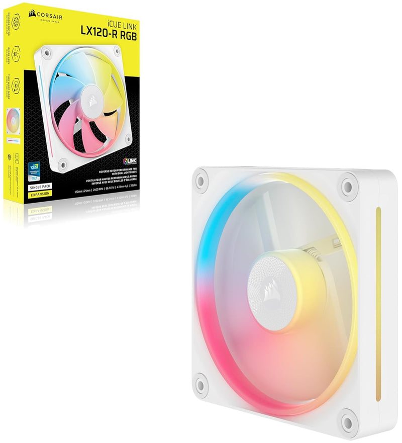 Corsair iCUE LINK LX120-R RGB Expansion White 120mm PWM Reverse PC Case Fan (CO-9051053-WW)