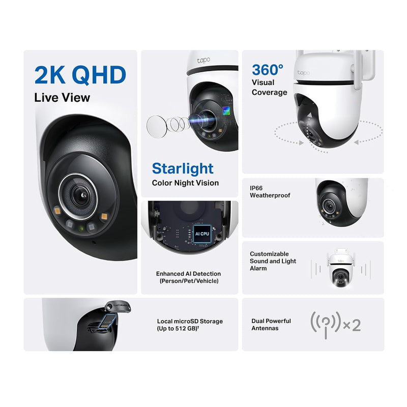 【Severe Sale in Winter】TP-Link Tapo D230S1 5MP 2K Wireless Smart Video Doorbell Camera with Color Night Vision and Smart AI Detection】TP-Link Tapo C520WS 4MP 2K QHD from Outdoor Pan/Tilt Security WiFi Camera CCTV with IP66 Weatherproof and Night Vision