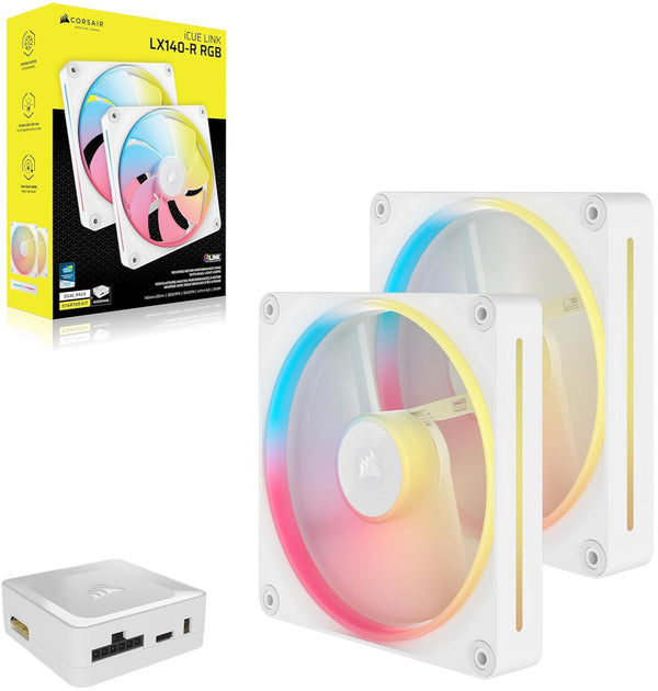 Corsair iCUE LINK LX140-R RGB Starter Kit White 140mm PWM Reverse PC Case Fan Dual Pack (2件裝) (CO-9051056-WW)