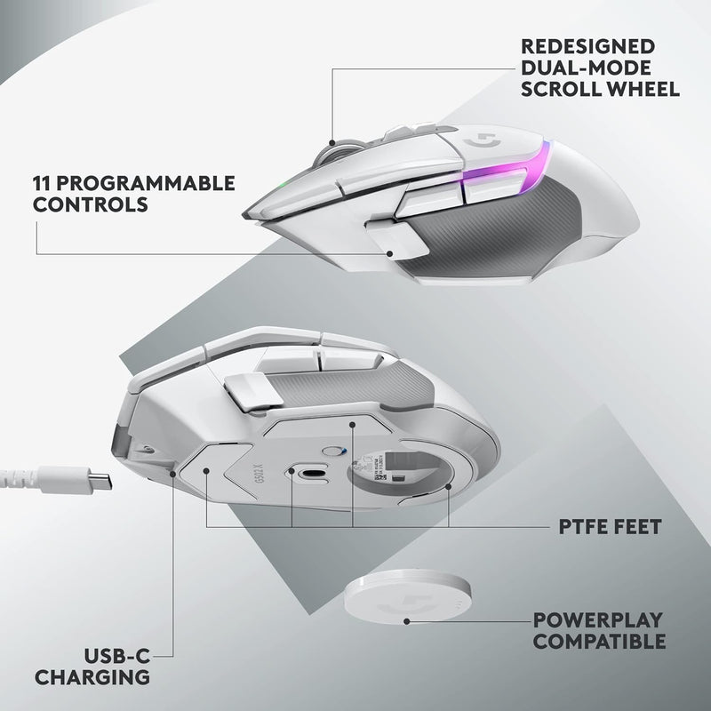 Logitech G502 X Plus RGB Lightspeed Wireless Gaming Mouse 無線遊戲滑鼠 - White 白色 910-006173 原裝行貨