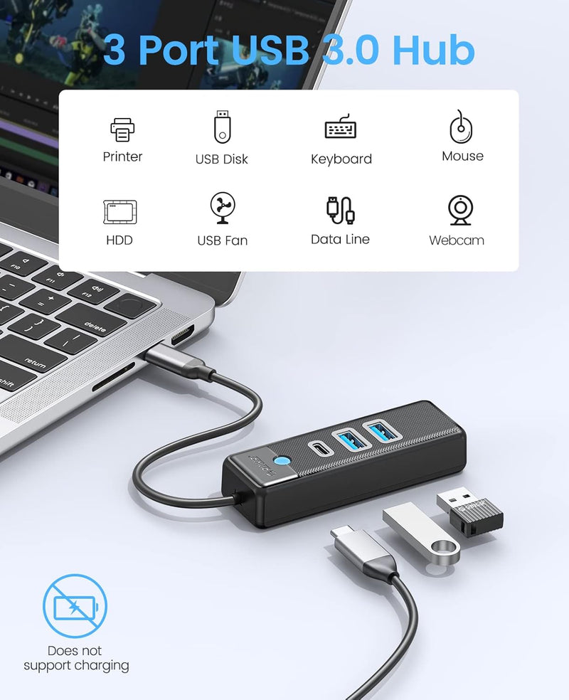 ORICO 2 Ports USB-A & USB-C To Type-C HUB PWC2U-C3